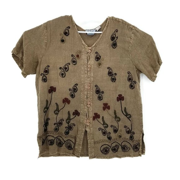 Select Tops - Select Boho Multicolor Embroidered Paisley/Floral